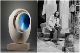 Dame Barbara Hepworth, Sculpture with Colour (Eos), carved and painted in 1946.