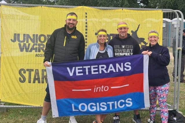 Former Wakefield marine, Karl Crossland, and his wife Lynne, and two friends completed The Total Warrior Great Northern Mud Run for the charity, Veterans into Logistics.