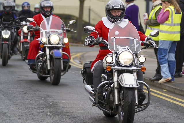 Motorcyclists dressed as Father Christmas rode bikes of all different shapes and sizes at the toy run.