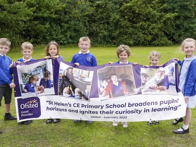 Celebrations: St Helen’s CE Primary School in Hemsworth achieved a Good rating in its recent Ofsted inspection after successive ‘Requires Improvement’ ratings and even an ‘Inadequate’ grade.
