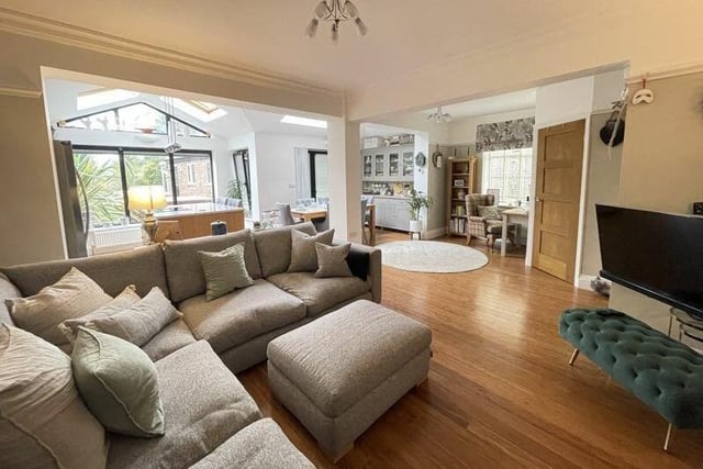 The open plan interior with family space in the foreground.