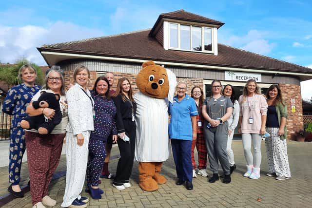 Members of staff at Wakefield Hospice on PJ day.