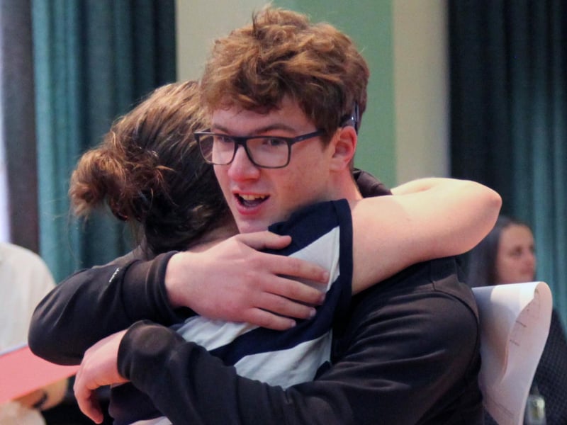 A student receiving their results today at Silcoates School
