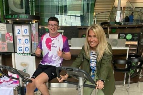 Callum Pollard, fundraising manager for MY Hospitals Charity, took part in an indoor 75km cycle, in Pinderfields Hospital, to celebrate the NHS's milestone birthday.
