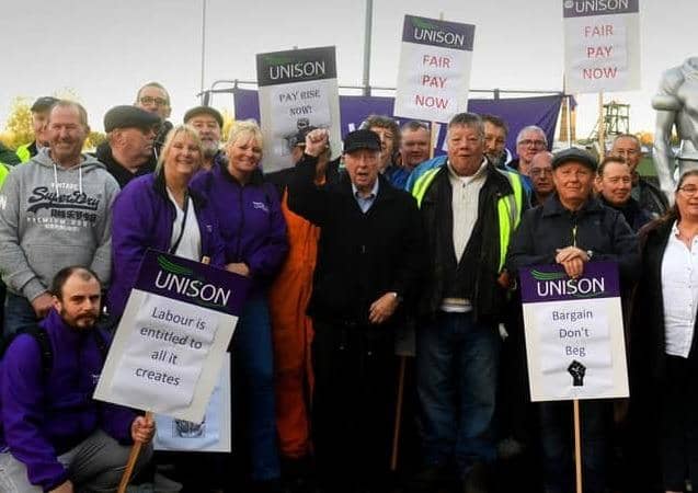 The museum staff were supported on the picket line by a visit from former National Union of Mineworkers president Arthur Scargill.
