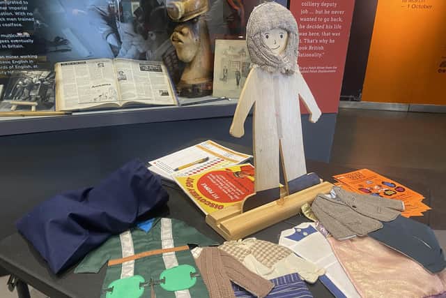 One volunteer who sews, created this crafty educational tool for the museum that shows young visitors what different miners wore.