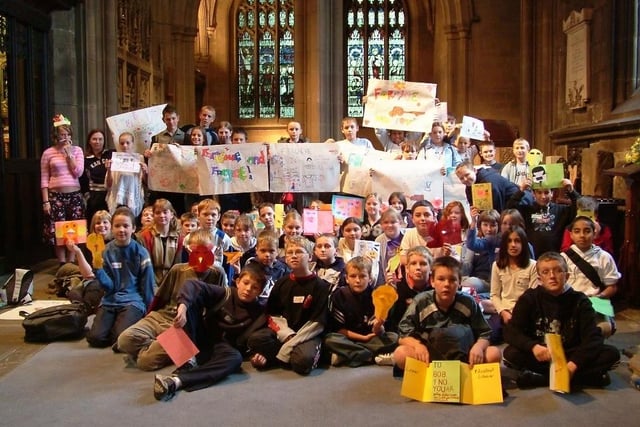 Pupils from Cathedral High School made posters and gifts for each other during friendship workshops at Wakefield Cathedral and the Westmoreland Centre.