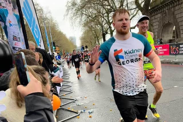 George ran the marathon to raise vital funds for Kidney care UK.