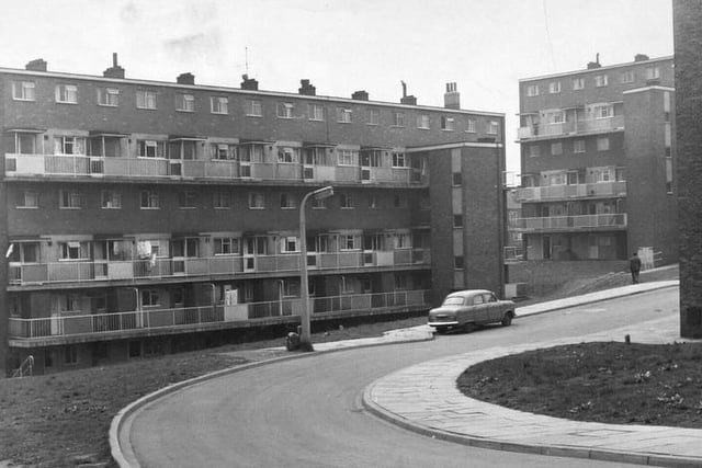 The flats at Horsefair, Pontefract, as seen in 1963.