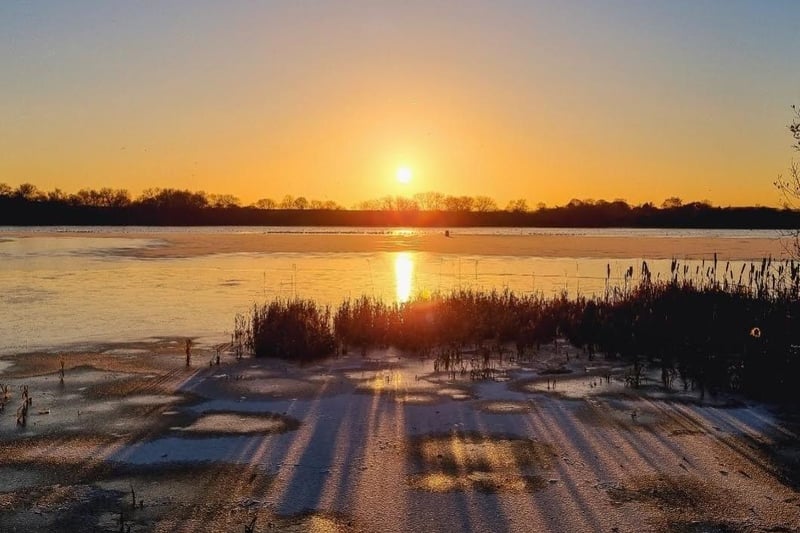 Sunset at a chilly Wintersett Reservoir shared by Sue Billcliffe.