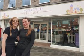 Charlotte Dean (left) and Ella Gusterson outside the Enchanted Village on Cornmarket, Pontefract.