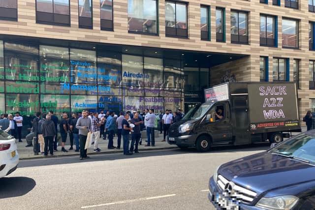 Drivers held a demonstration outside the Wakefield One building and County Hall ahead of a full council meeting on Wednesday (July 21).