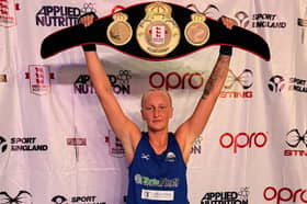 Farrah Cunniff with her national title belt.