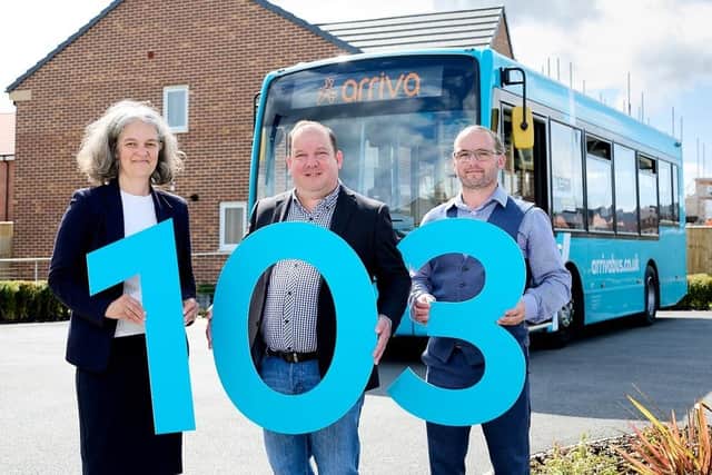 Susan Carson, Head of Operations at Arriva Bus Yorkshire, Coun Matthew Morley and Phil Milner, Acting Operations Manager at Arriva Bus Yorkshire.