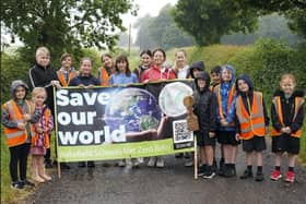 South Hiendley Primary handed over to Grove Lea Primary School on the final leg of the Wakefield primary schools climate relay. Picture Scott Merrylees