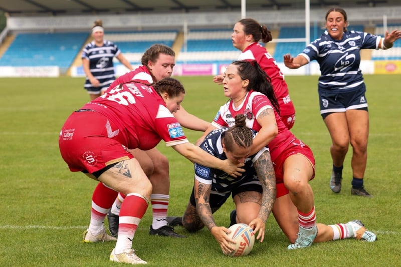 Try time for Gabby Harrison and Featherstone Rovers Women against Salford.