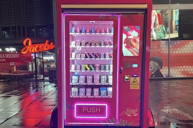 The Meggi Lashes vending machine was vandalised during a promotional stint in Wakefield this month but it hasn't deterred the owner from returning to Trinity Walk.