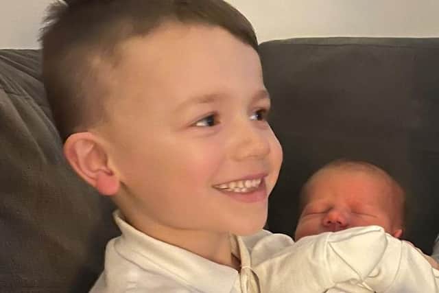 Lorraine's grandson Adrian with his new brother Cain