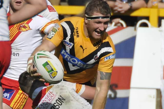 Ryan Hudson in action in his last home game with Castleford Tigers when they took on Catalans Dragons in 2012.