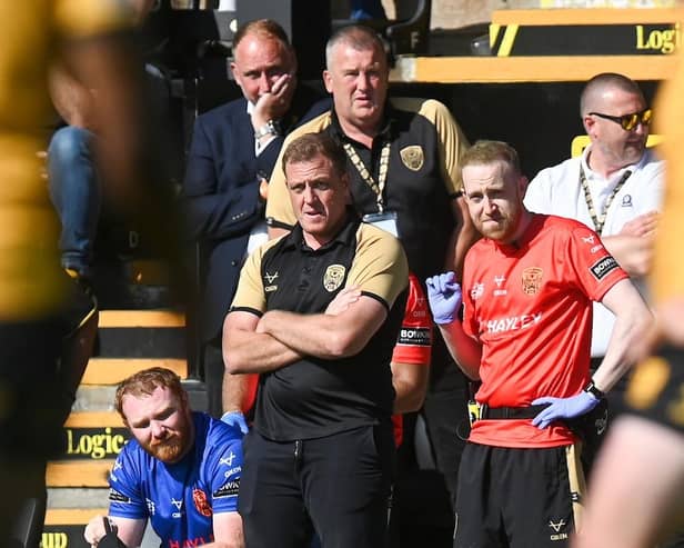 Castleford Tigers coach Ryan Carr watches his side's win against Leeds Rhinos two weeks ago. Picture by Matthew Merrick/SWpix.com.