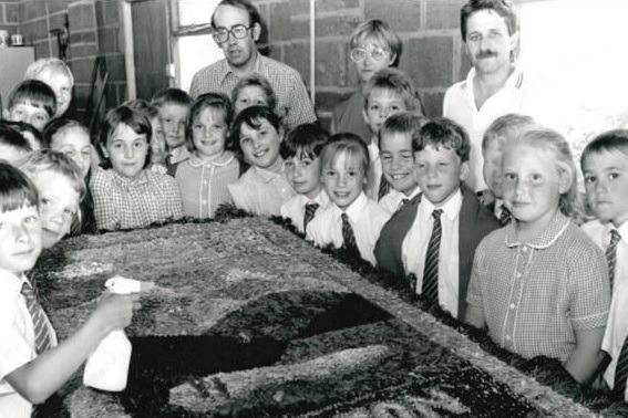 Walton Junior School, pupils with an example of a well dressing, 1990.

Photo Sales