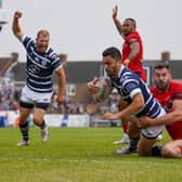 Celeb Aekins won the man of the match and scored two tries after switching to play at half-back in Featherstone Rovers' win over London Broncos. Picture: JLH Photography