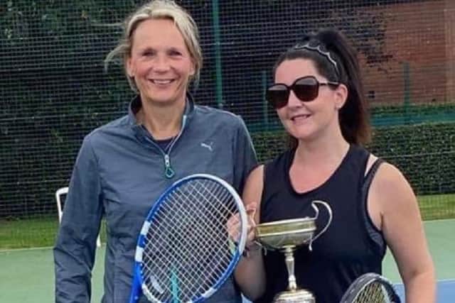 Wakefield Tennis Club ladies open singles winner Aimee Broadhurst (right) with runner-up Jenny Kiely.