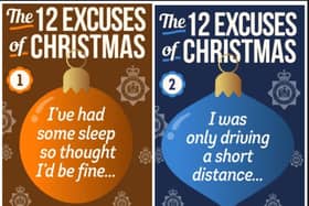 As part of this year’s campaign, officers have shared some of the poor excuses they hear from motorists who have been arrested for driving whilst under the influence of drink and drugs.