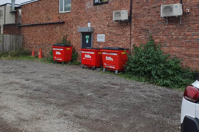 The bins at the back of Castleford Hedgehog Rescue