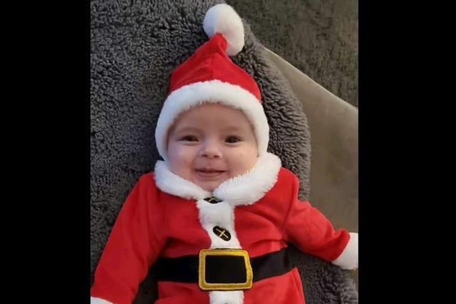 Sharon Wallis shared a photo of her great grandson Harley ready for his first Christmas.
