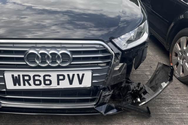 The damage to the car