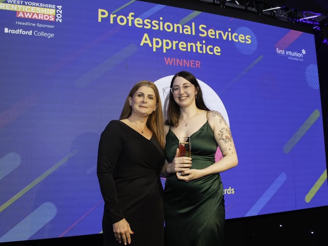 Award winner Emily Reeves, of Leeds Colton Vets for Pets, with Lucy Parr