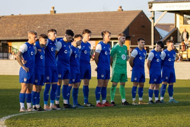 Squires Gates players line-up before the match.