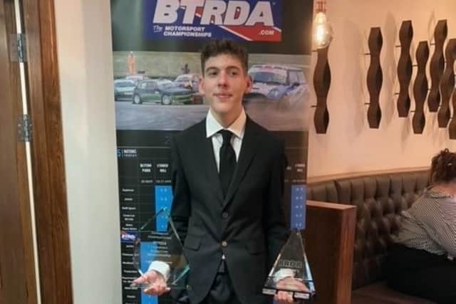Elliott Fewster at the BTRDA Rallycross Junior Championship awards presetation event.