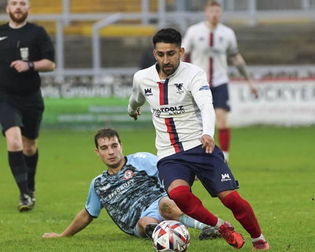Jaydan Sandhu scored a goal and came up with his 20th assist of the season in Wakefield AFC's 4-0 win at Clay Cross Town. Picture: Scott Merrylees