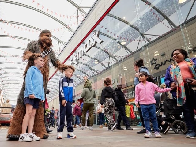 Chewbacca towered over visitors.