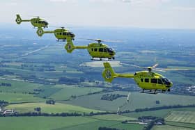 Four of Yorkshire Air Ambulance's old and new helicopters took a rare flight out together during the week over Wakefield and Pontefract.