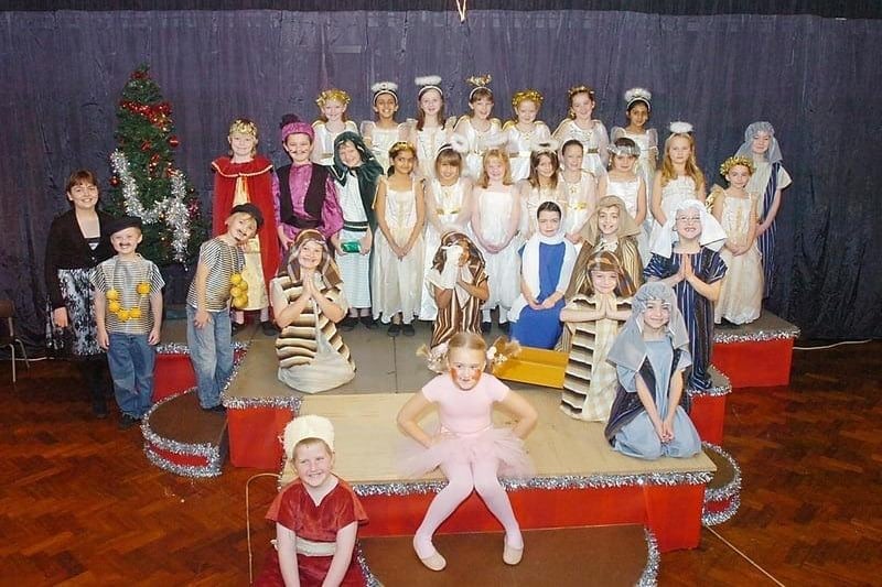 The cast of the French nativity at All Saints J and I School, Featherstone, in 2007.