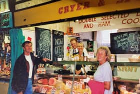 Flashback to 1999 with Richard and Clare Holmes working at the Cryer & Stott cheese stall in Wakefield Market.
