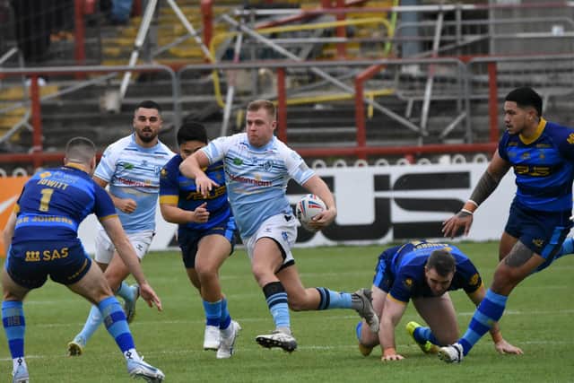 Featherstone Rovers forward Jack Bussey charges ahead. Picture: Rob Hare