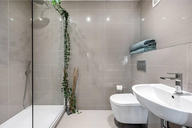 An en suite shower room within the property.