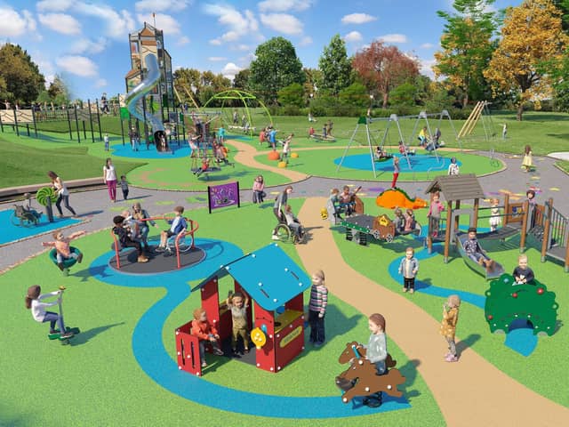 An artist's impression on what the new play area in Pontefract Park could look like.