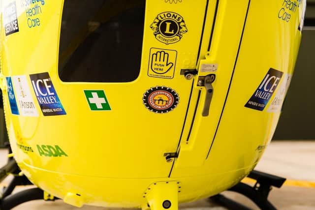 The Knaresborough Tractor Run logo now takes pride of place on the back of Yorkshire Air Ambulance's new helicopters.