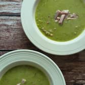 Pea and ham soup made with leftovers