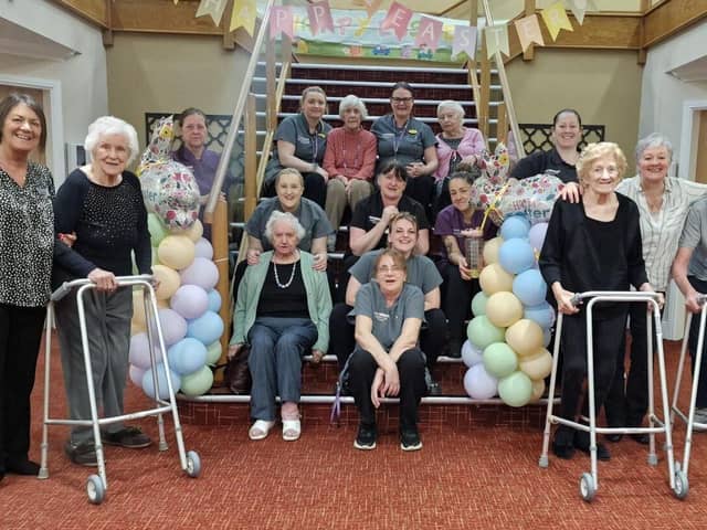 Staff and residents at Newfield Lodge