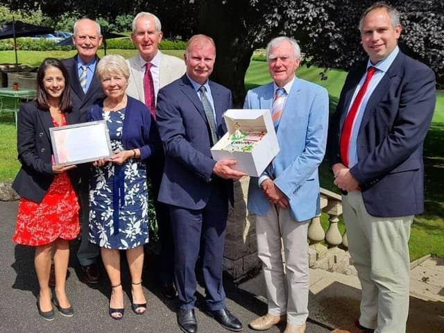 The milestone was celebrated with a presentation to the Trust by YAA Chairman, Mike Harrop, who presented the Trustees of The Jack Brunton Charitable Trust, including Derek Noble (Chair), James Lumb, David Swallow, Andrew Dickins, and the trust's Administrator, Margaret Culley.