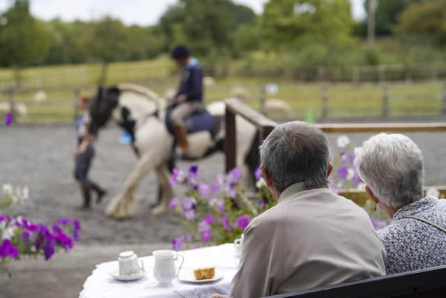 Dementia suffers and their carers visit Wakefield Riding for the Disabled to have tea nad cake and watch a session take place