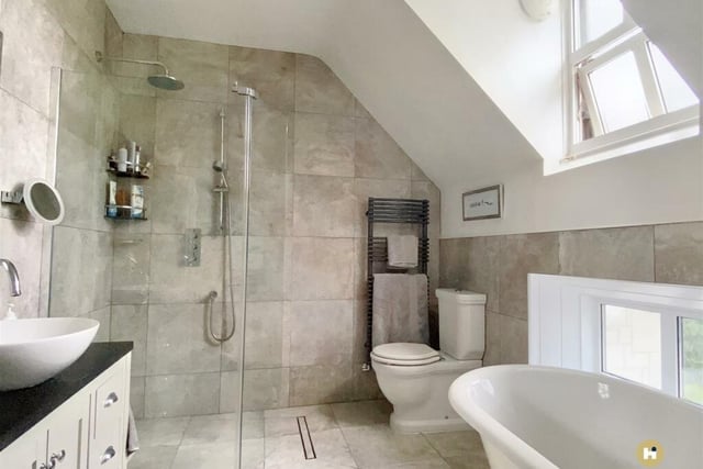 One of the stylish bathrooms within the property.