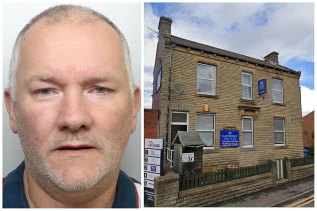 McGann was jailed for stealing nearly £38,000 from Gawthorpe Conservative Club to feed his gambling habit. (pics by WYP / Google Maps)