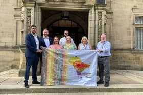 Pictured outside Wakefield Town, from left to right, are Coun Armaan Khan, Wakefield MP Simon Lightwood, Coun Melanie Jones, Mayor of Wakefield Coun Josie Pritchard, Coun Hilary Mitchell, Coun Kevin Swift,